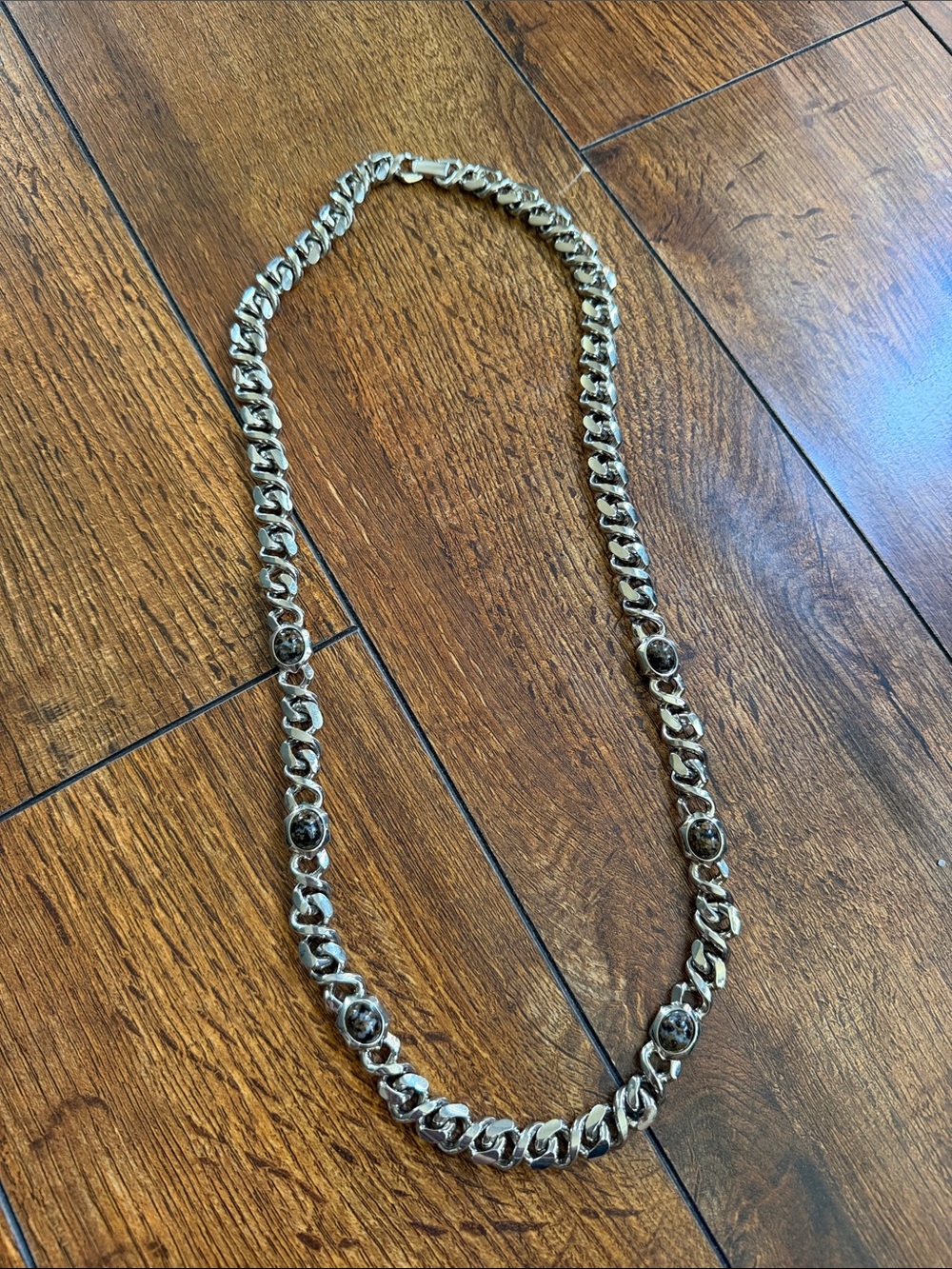 Gold-Tone Chain Necklace with Hematite Accents